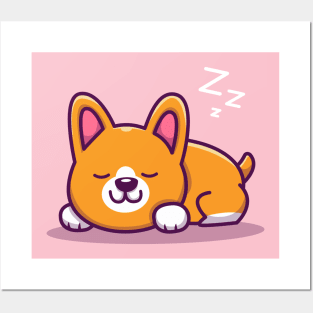 Cute Corgi Sleeping Posters and Art